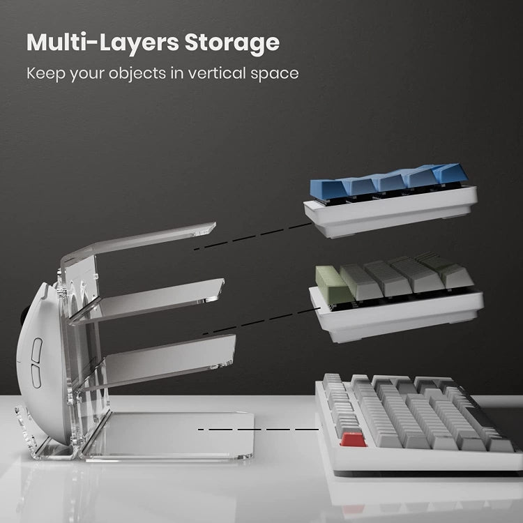 Transparent 3-Layer Acrylic Keyboard Stand Increased Tilt Computer Keyboard Tray(Transparent) - HoMEdemic™ 