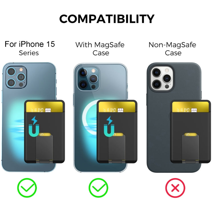 For IPhone 15 AhaStyle PT133-H Phone Magnetic Card Holder Stand Organizer Card Case(Black) - HoMEdemic™ 