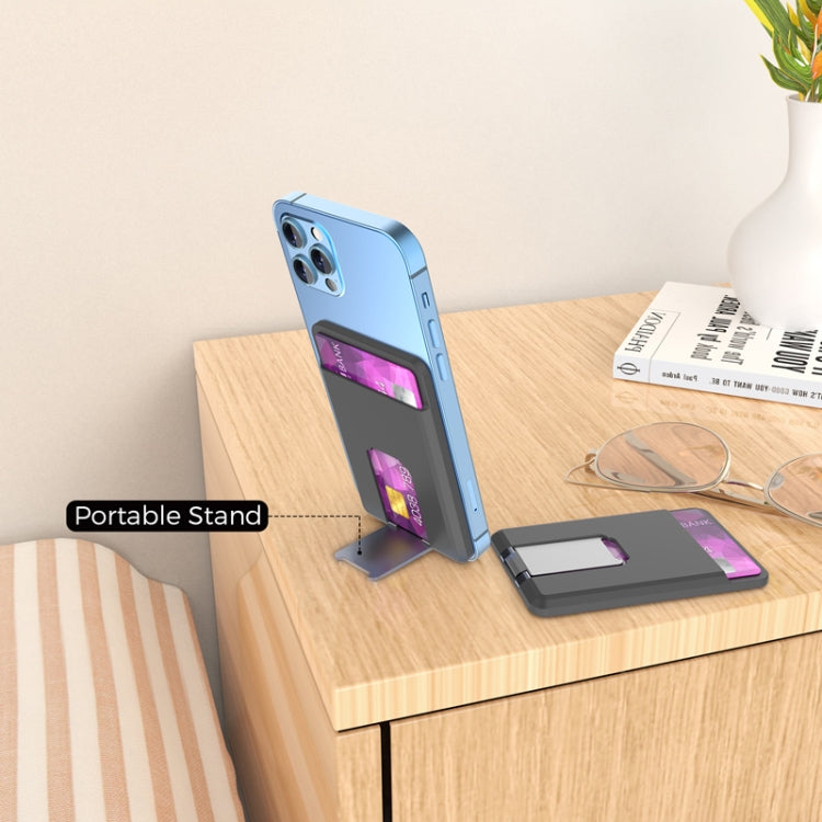 For IPhone 15 AhaStyle PT133-H Phone Magnetic Card Holder Stand Organizer Card Case(Black) - HoMEdemic™ 