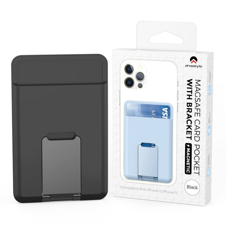 For IPhone 15 AhaStyle PT133-H Phone Magnetic Card Holder Stand Organizer Card Case(Black) - HoMEdemic™ 