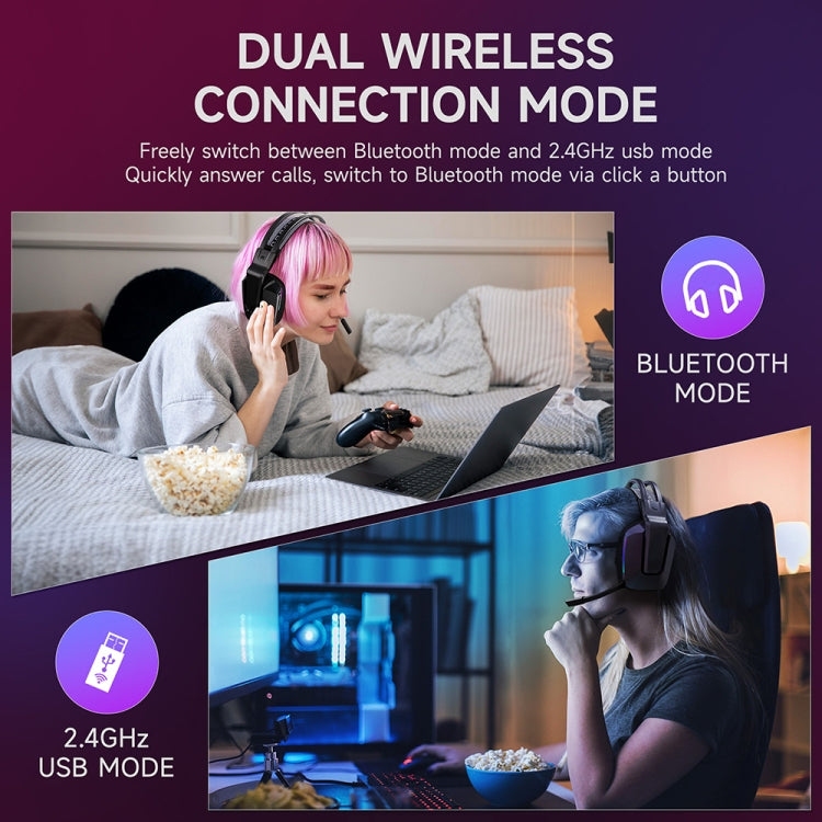 EasySMX C09W Wireless Bluetooth Headphones RGB Gaming Headset(Black) - HoMEdemic™ 