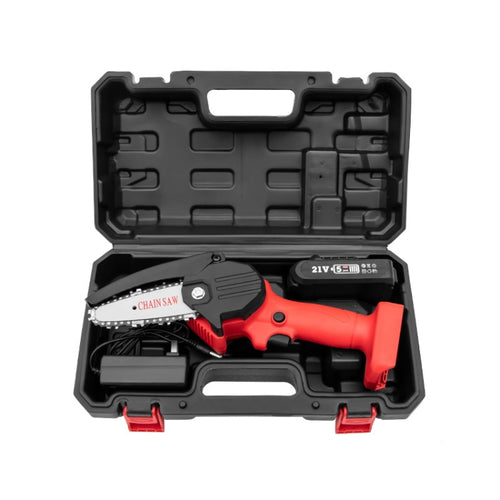 HILDA Rechargeable Cordless Mini Electrical Chain Saw Logging Tools Plastic Package, Model: US Plug With 1 Battery Red - HoMEdemic™ 