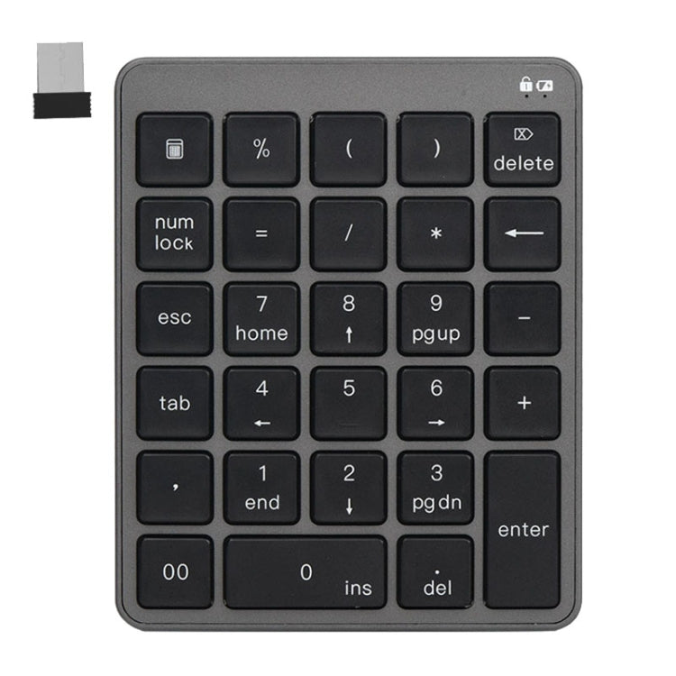 KN-980 28 Keys Portable Wireless Digital Quiet Keypad Computer External Digital Password Keypad(Gray) - HoMEdemic™ 