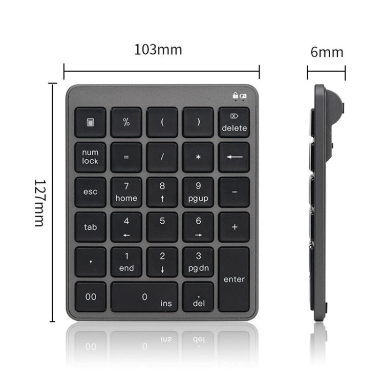 KN-980 28 Keys Portable Wireless Digital Quiet Keypad Computer External Digital Password Keypad(Gray) - HoMEdemic™ 