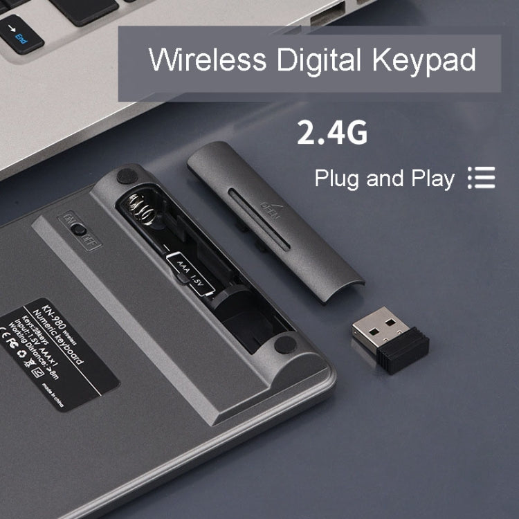 KN-980 28 Keys Portable Wireless Digital Quiet Keypad Computer External Digital Password Keypad(Gray) - HoMEdemic™ 