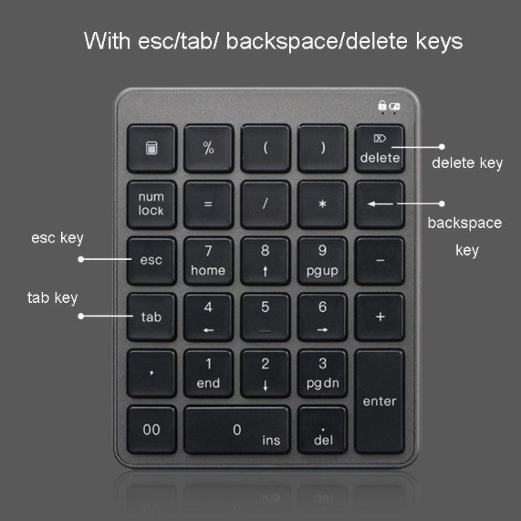 KN-980 28 Keys Portable Wireless Digital Quiet Keypad Computer External Digital Password Keypad(Gray) - HoMEdemic™ 
