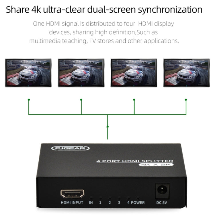 FJGEAR FJ-SM4K104 HD Audio/Video Splitter HDMI 1 In 4 Splitter(EU Plug) - HoMEdemic™ 