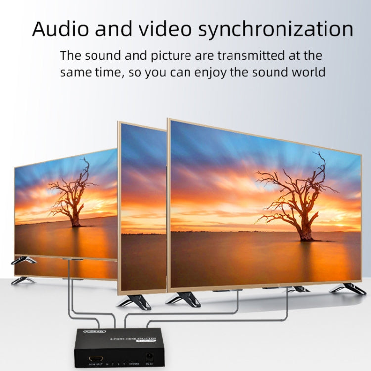 FJGEAR FJ-SM4K104 HD Audio/Video Splitter HDMI 1 In 4 Splitter(EU Plug) - HoMEdemic™ 