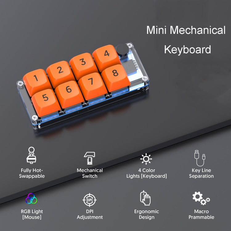 MKESPN Shortcut Macro Defined Wired Samll Keypad Single Handed Gaming Keyboard(Transparent) - HoMEdemic™ 
