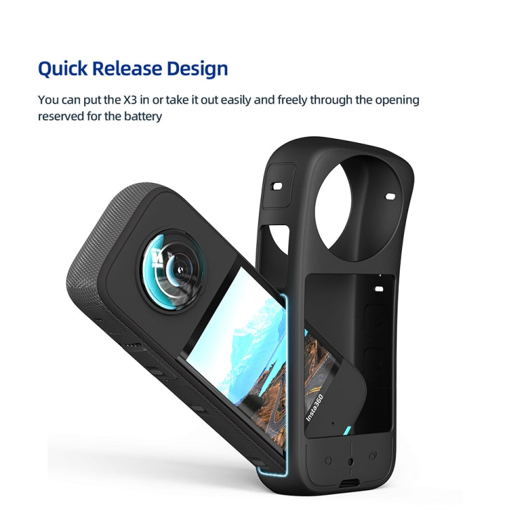 For Insta360 X3 AMagisn Body Silicone Protective Cover, Style: Body+Lens Case (Black) - HoMEdemic™ 