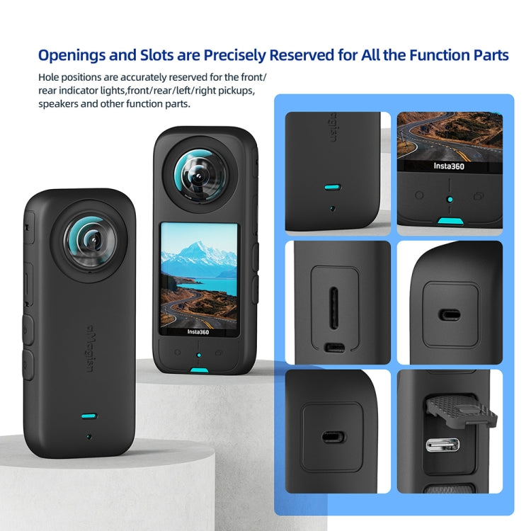 For Insta360 X3 AMagisn Body Silicone Protective Cover, Style: Body+Lens Case (Black) - HoMEdemic™ 