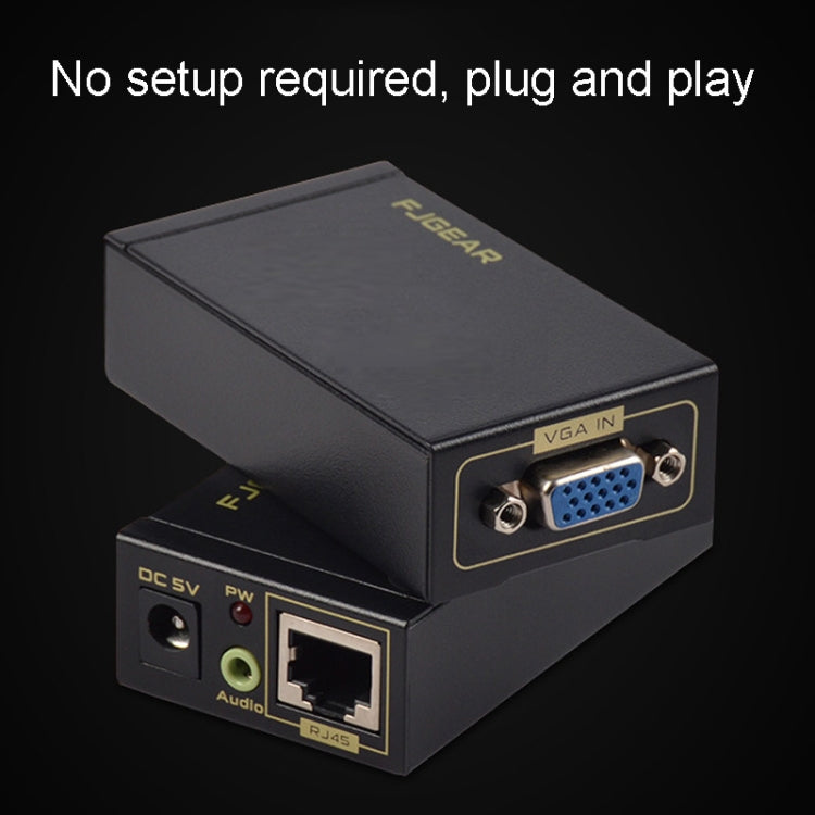 FJGEAR FJ-VEA100 2 In 1 Extender VGA To RJ45 Signal Single Cable Extension With Audio, EU Plug - HoMEdemic™ 