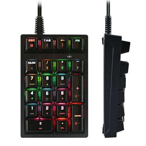 198I K21 Wired Mechanical Dightal Keyboard Multifunction Button RGB Backlight Office Keypad(Black) - HoMEdemic™ 