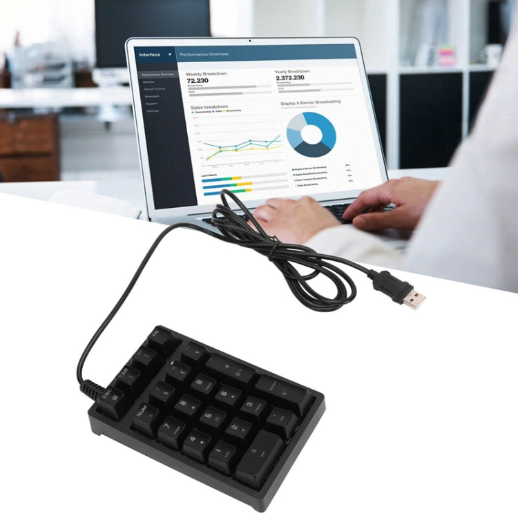 198I K21 Wired Mechanical Dightal Keyboard Multifunction Button RGB Backlight Office Keypad(Black) - HoMEdemic™ 