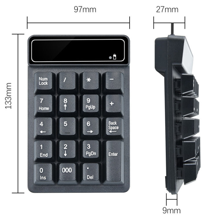 K3 19 Key 2.4G Wireless Mini Digital Keyboard Suspension Machinery Keypad(Black) - HoMEdemic™ 