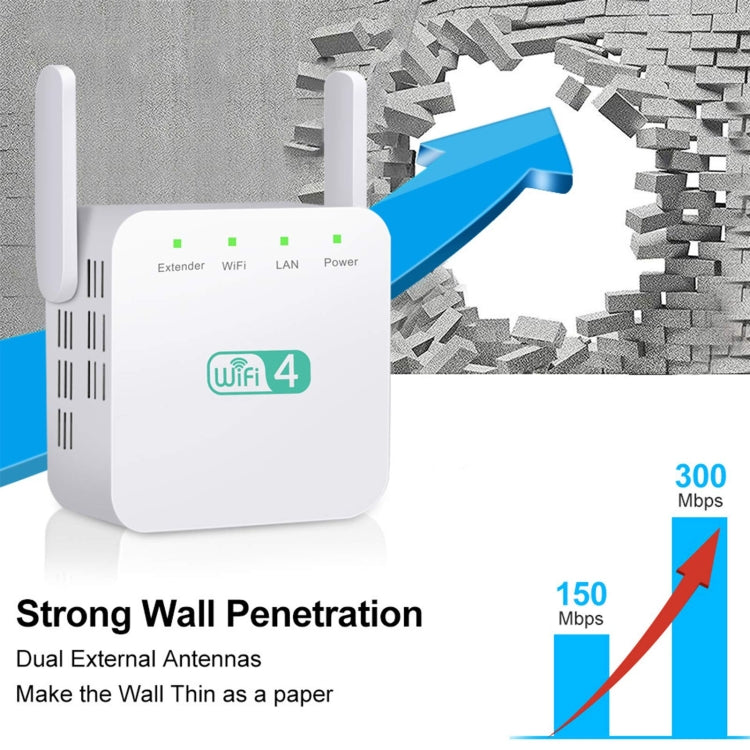 2.4G 300M Wi-Fi Amplifier Long Range WiFi Repeater Wireless Signal Booster EU Plug Black - HoMEdemic™ 