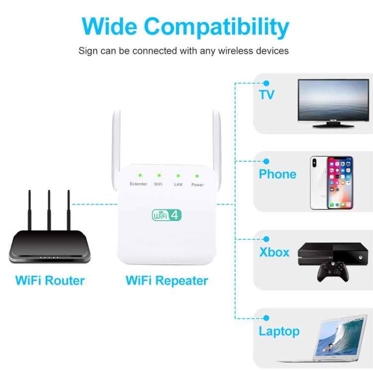 2.4G 300M Wi-Fi Amplifier Long Range WiFi Repeater Wireless Signal Booster EU Plug Black - HoMEdemic™ 