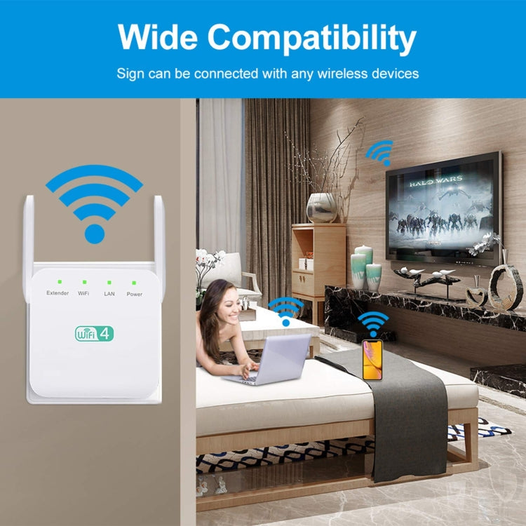 2.4G 300M Wi-Fi Amplifier Long Range WiFi Repeater Wireless Signal Booster EU Plug Black - HoMEdemic™ 
