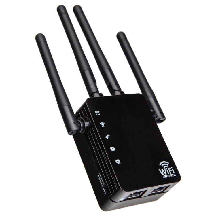 5G/2.4G 1200Mbps WiFi Range Extender WiFi Repeater With 2 Ethernet Ports EU Plug Black - HoMEdemic™ 