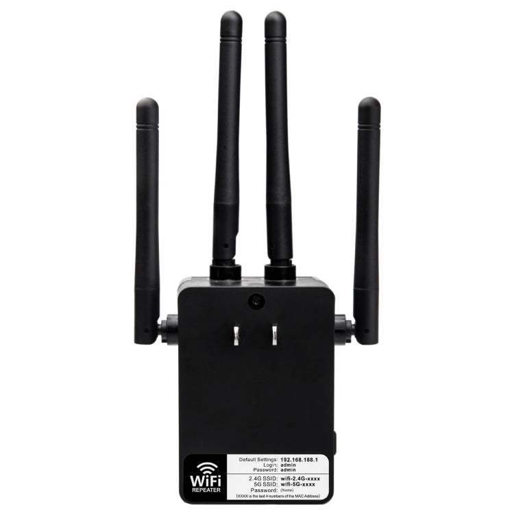 5G/2.4G 1200Mbps WiFi Range Extender WiFi Repeater With 2 Ethernet Ports US Plug Black - HoMEdemic™ 