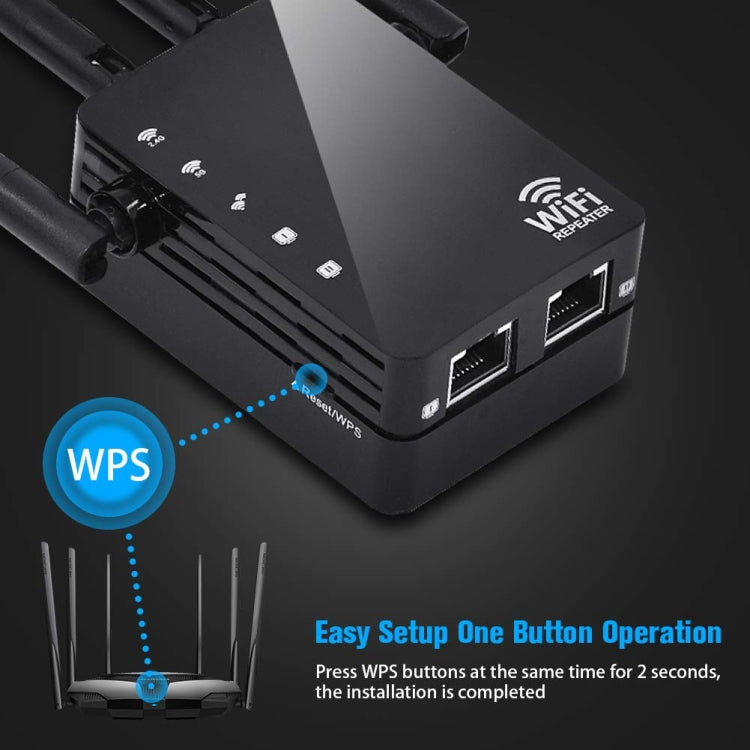 5G/2.4G 1200Mbps WiFi Range Extender WiFi Repeater With 2 Ethernet Ports US Plug White - HoMEdemic™ 