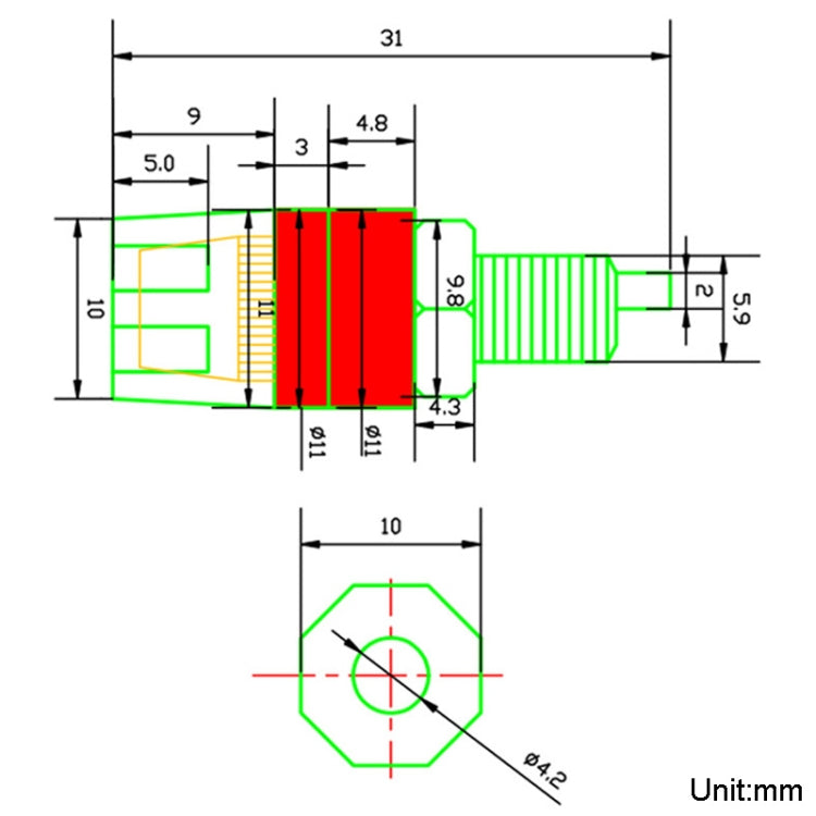 Small Copper Transparent Audio Column M6 Crystal Banana Holder Terminal Block(Red) - HoMEdemic™ 