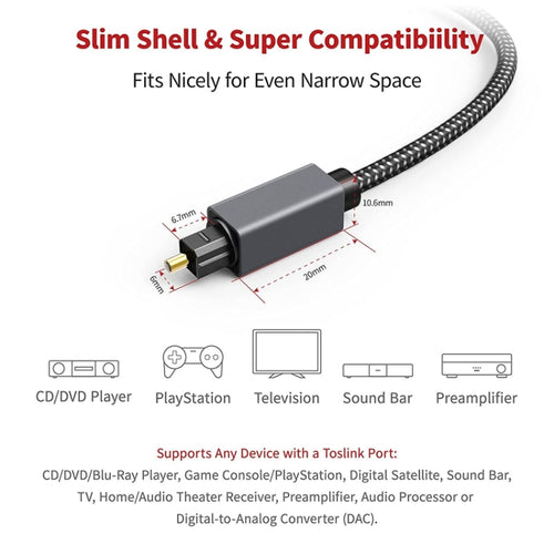 1m Digital Optical Audio Output/Input Cable Compatible With SPDIF5.1/7.1 OD5.0MM(Black) - HoMEdemic™ 