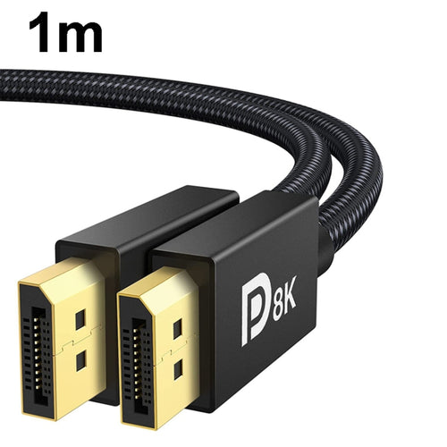 1m DP Cable 8K Computer Monitor Connection Cable 30AWG OD6.3MM With Nylon Mesh(Black Version 1.4) - HoMEdemic™ 