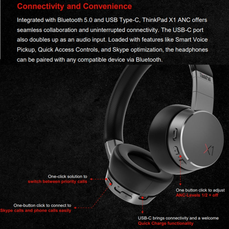 Lenovo ThinkPad X1 Head-mounted Active Noise Reduction Bluetooth Headphones - HoMEdemic™ 