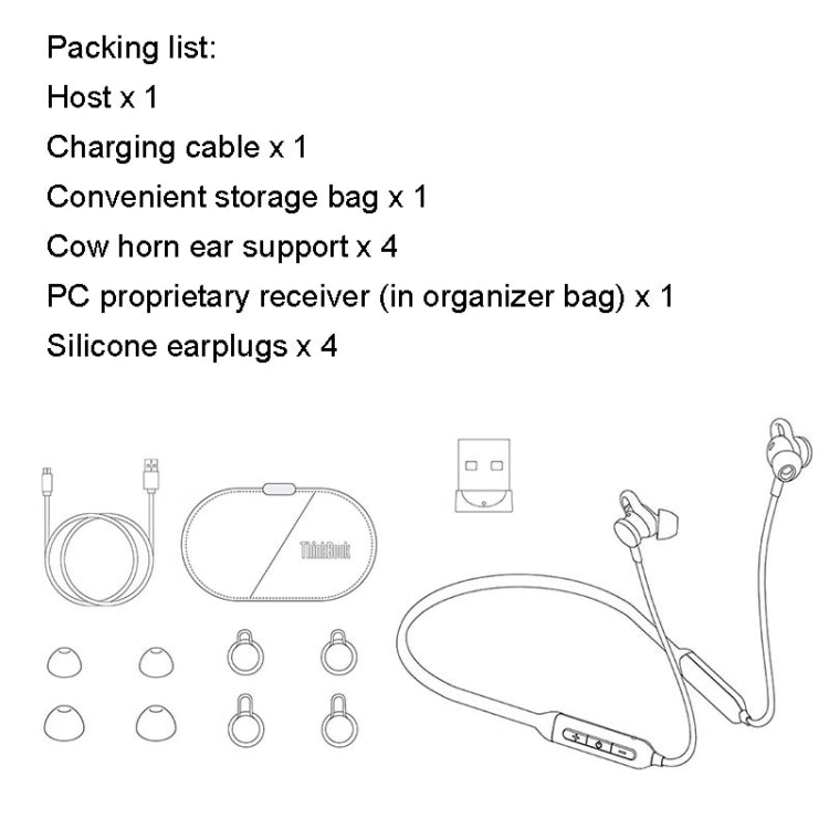 Lenovo ThinkBook UC100 Neckband Dual Wireless Bluetooth Earphone Cell Phone Computer Simultaneous Connection - HoMEdemic™ 