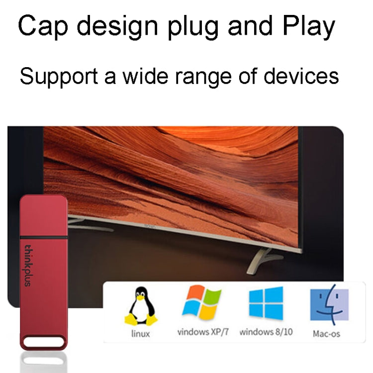 Lenovo Thinkplus TU100 USB3.1 High Speed Flash Drive Mini USB Memory Disk With Metal Plug And Cap, Capacity: 128G(Red) - HoMEdemic™ 