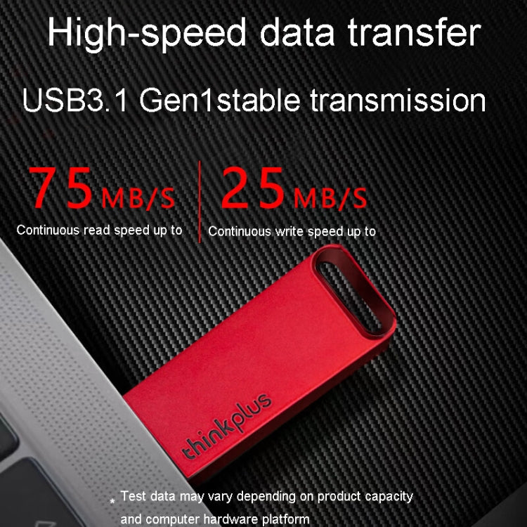 Lenovo Thinkplus TU100 USB3.1 High Speed Flash Drive Mini USB Memory Disk With Metal Plug And Cap, Capacity: 128G(Red) - HoMEdemic™ 