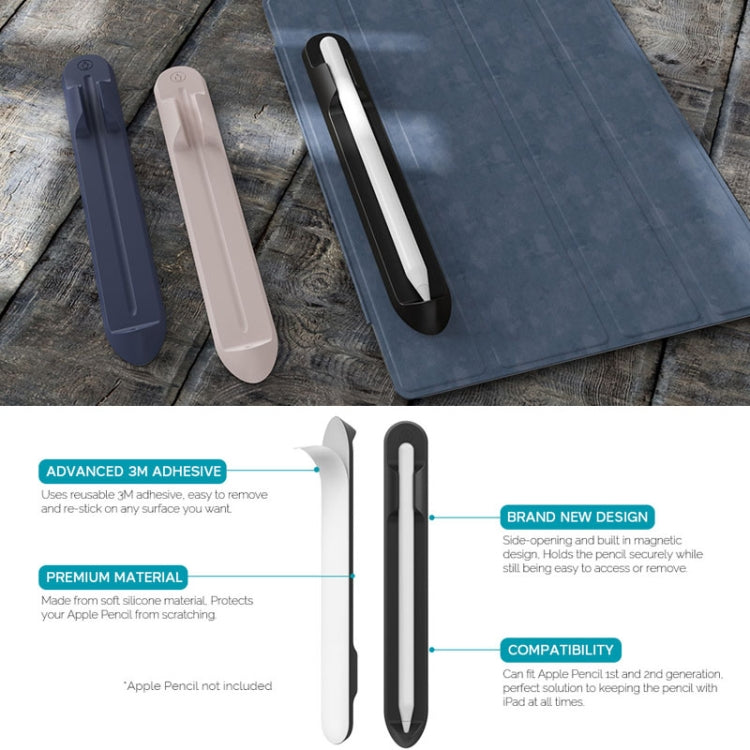 AhaStyle PT112 For Apple Pencil 1 / 2 Handwritten Pen Silicone Storage Groove Magnetic Silicone Pen Holder(Black) - HoMEdemic™ 