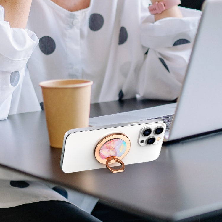 AhaStyle DD-01 Magsafe Aluminum Alloy Magnetic Suction Support Desktop Storage Base For IPhone 12/13/14/15 Series(Marble Blue) - HoMEdemic™ 