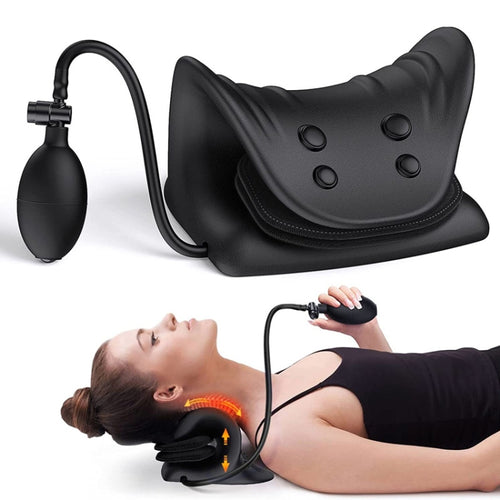 Neck Massage Pillow Shoulder Relaxer Cervical Traction Device with Airbag(Black) - HoMEdemic™ 