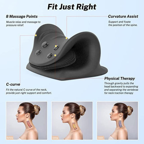 Neck Massage Pillow Shoulder Relaxer Cervical Traction Device with Airbag(Black) - HoMEdemic™ 