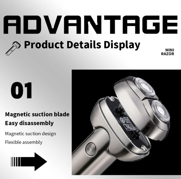 Men Electrical Shaver Portable Mini LED Digital Display Smart Shaving Razor(Bright Silver) - HoMEdemic™ 