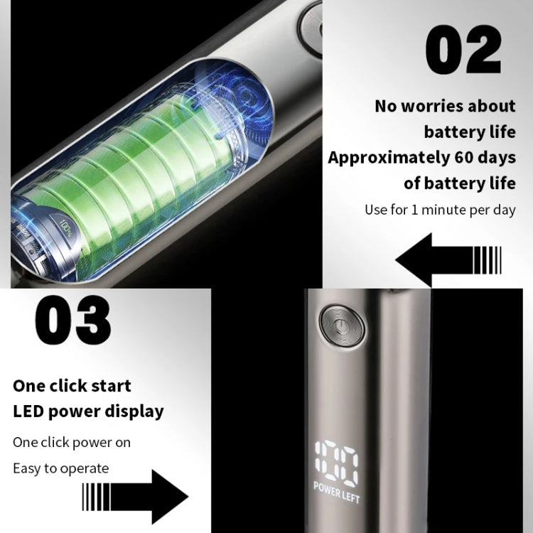 Men Electrical Shaver Portable Mini LED Digital Display Smart Shaving Razor(Bright Silver) - HoMEdemic™ 