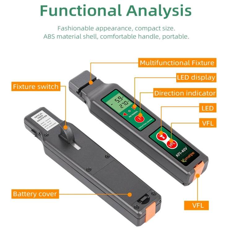 Komshine Fiber Optic Identifier Optical Cable Signal Direction Identifier With VFL Red Light 10mW(KFI-40V) - HoMEdemic™ 