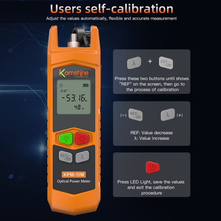 Komshine High Precision Optical Power Meter Mini Fiber Optic Light Attenuation Tester With LED, Specification: A-G/-70dBM to +6DBM - HoMEdemic™ 