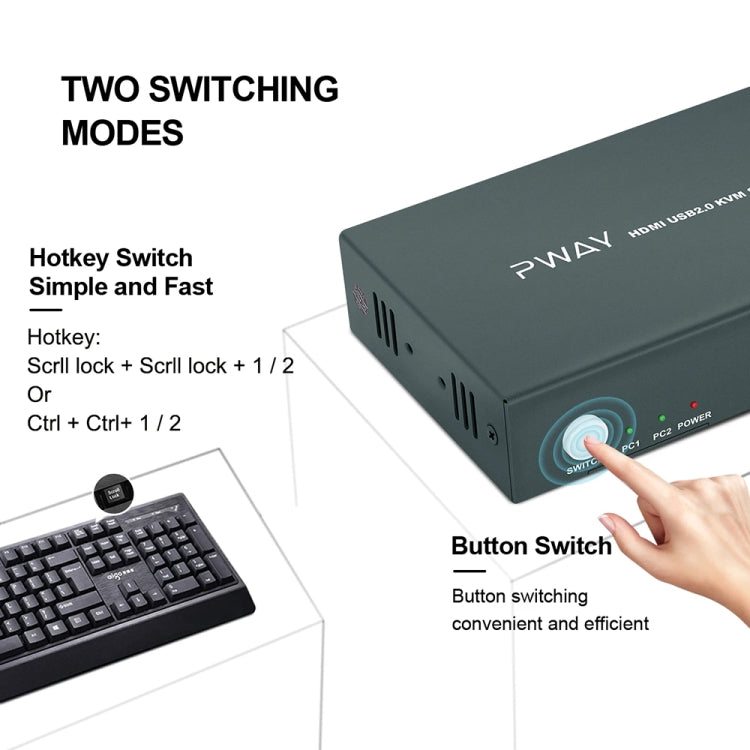 PWAY PW-S7201H 2 In 1 Out HDMI KVM Switch 4K HD Video Screen Cutter - HoMEdemic™ 
