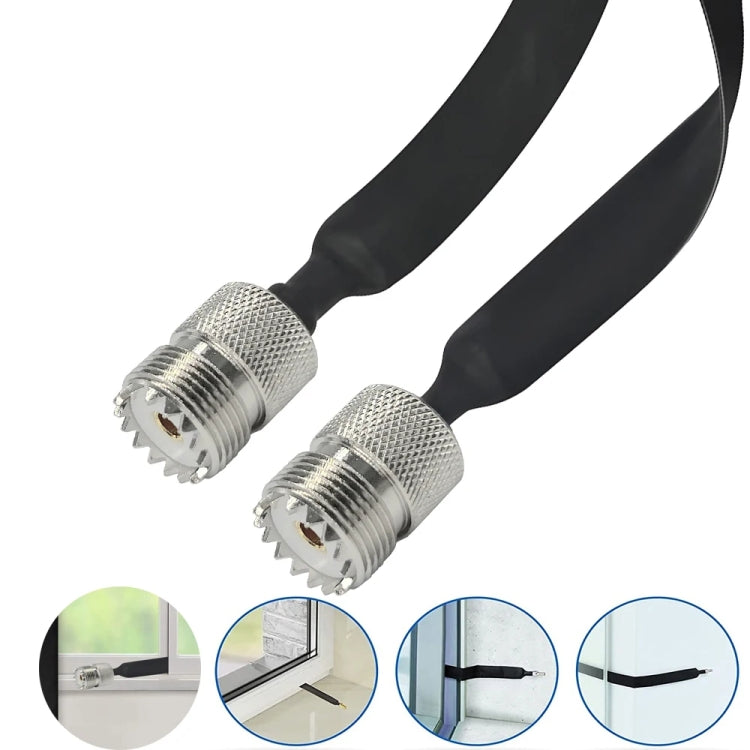 Window/Door Pass Through Flat RF Coaxial Cable UHF 50 Ohm RF Coax Pigtail Extension Cord, Length: 40cm(Female To Female) - HoMEdemic™ 