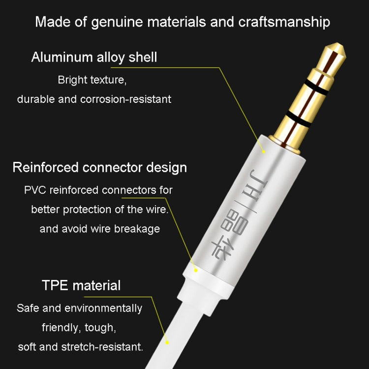 JINGHUA Audio Cable 3.5mm Male To Male AUX Audio Adapter Cable, Size: 1.2m(3 Knots White) - HoMEdemic™ 