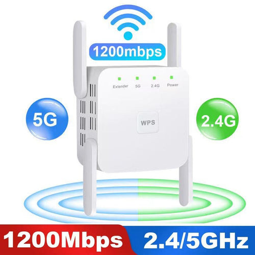 1200Mbps 2.4G / 5G WiFi Extender Booster Repeater Supports Ethernet Port Black US Plug - HoMEdemic™ 