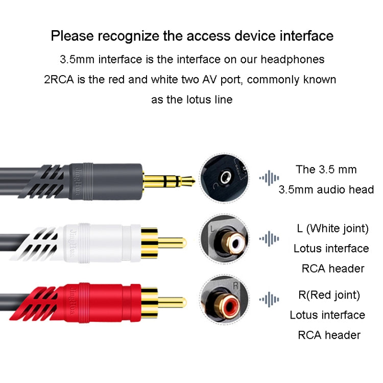 JINGHUA 3.5mm To 2RCA Audio Cable Game Console Outdoor Audio Connection Cable, Size: 10m(Grey) - HoMEdemic™ 