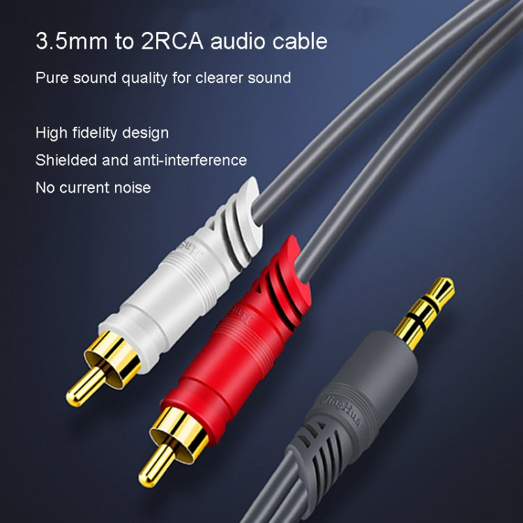 JINGHUA 3.5mm To 2RCA Audio Cable Game Console Outdoor Audio Connection Cable, Size: 10m(Grey) - HoMEdemic™ 
