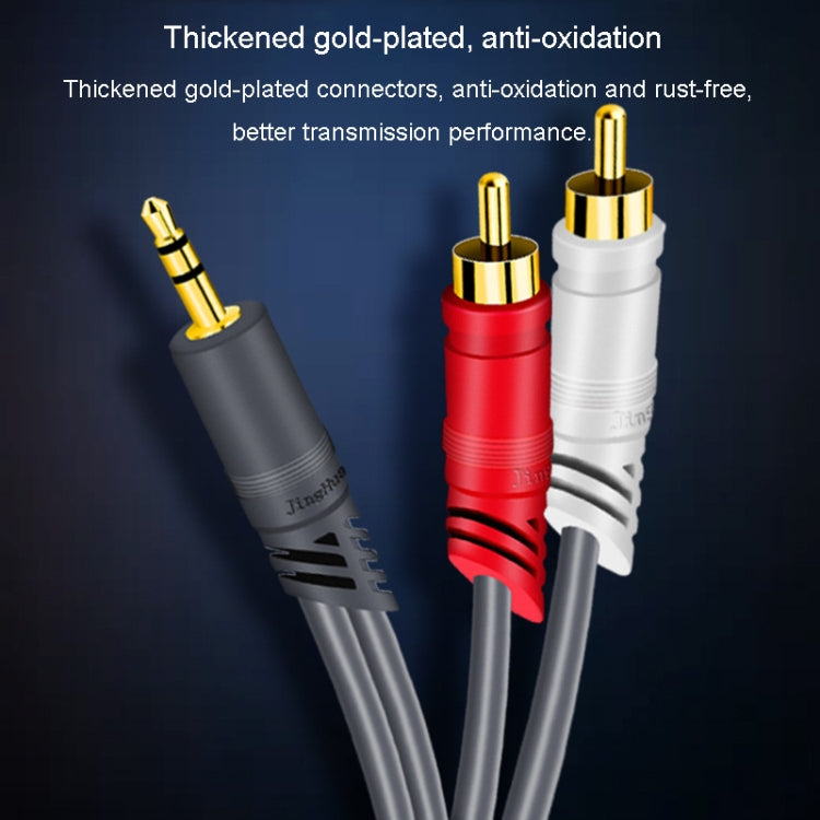 JINGHUA 3.5mm To 2RCA Audio Cable Game Console Outdoor Audio Connection Cable, Size: 10m(Grey) - HoMEdemic™ 