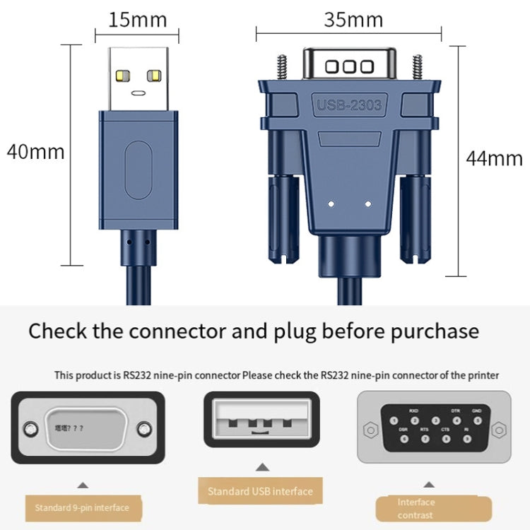 JINGHUA USB To RS232 Serial Cable DB9 Pin COM Port Computer Converter, Length: 1.2m - HoMEdemic™ 