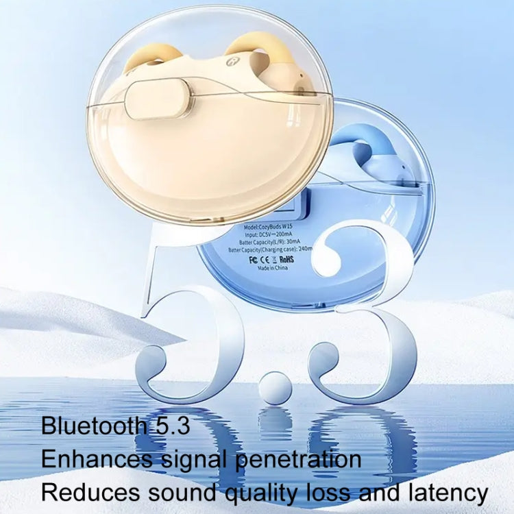 REMAX CozyBuds W15 Transparent Ear Clip Wireless Bluetooth Earphone OWS Sports Earphone(Blue) - HoMEdemic™ 