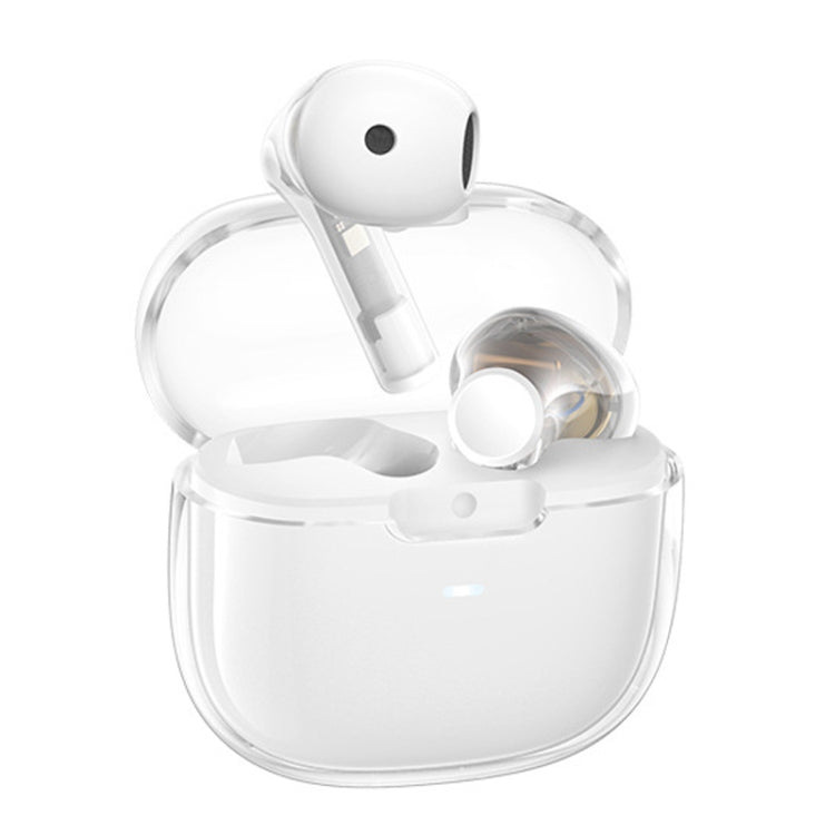 REMAX CozyBuds W18 Double ENC Intelligent Call Noise Reduction Wireless Earphone Transparent Shell Wireless Bluetooth Earphone(Ceramic White) - HoMEdemic™ 